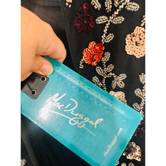 MAC DUGGAL 93925 Black Mutlicolored Beaded Sequin Long Sleeves Formal Dress sz 2 - Picture 15 of 16